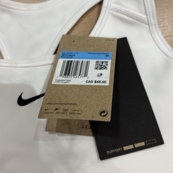NIKE SWOOSH WOMENS DRI-FIT PADDED SPORTS TRAINING BRA WHITE, Size M - Picture 2 of 4